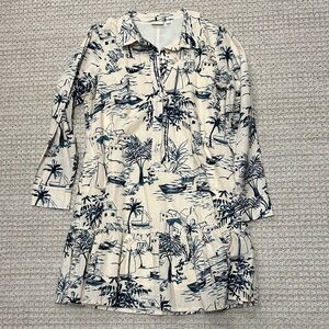 Navy and Cream Patterned Spartina 449 Dress Sz M